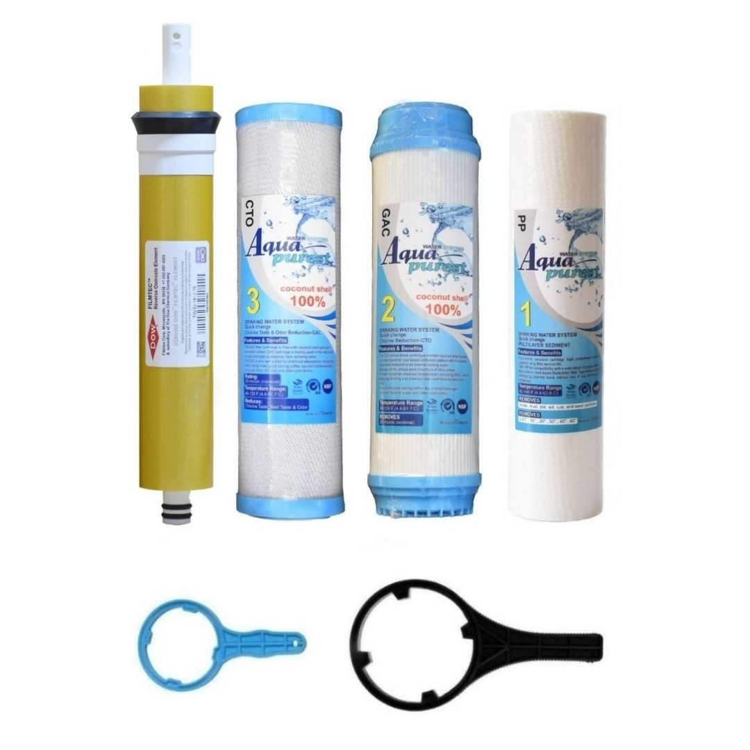 فیلتر دستگاه تصفیه کننده آب آکوا پیورست مدل AP-PAC GOLD 04 مجموعه 5 عددی به همراه فیلتر ممبران فیلمتگ مدل DOW فیلتر دستگاه تصفیه کننده آب آکوا پیورست مدل AP-PAC GOLD 04 مجموعه 5 عددی به همراه فیلتر ممبران فیلمتگ مدل DOW