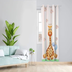 پرده مدل اتاق کودک مخمل پانچی طرح زرافه کد 4550 سایز 140x280 سانتی متر
