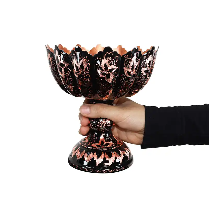 آجیل خوری مسی مدل الماس تراش طرح دالبری کد 1917HQ2f5