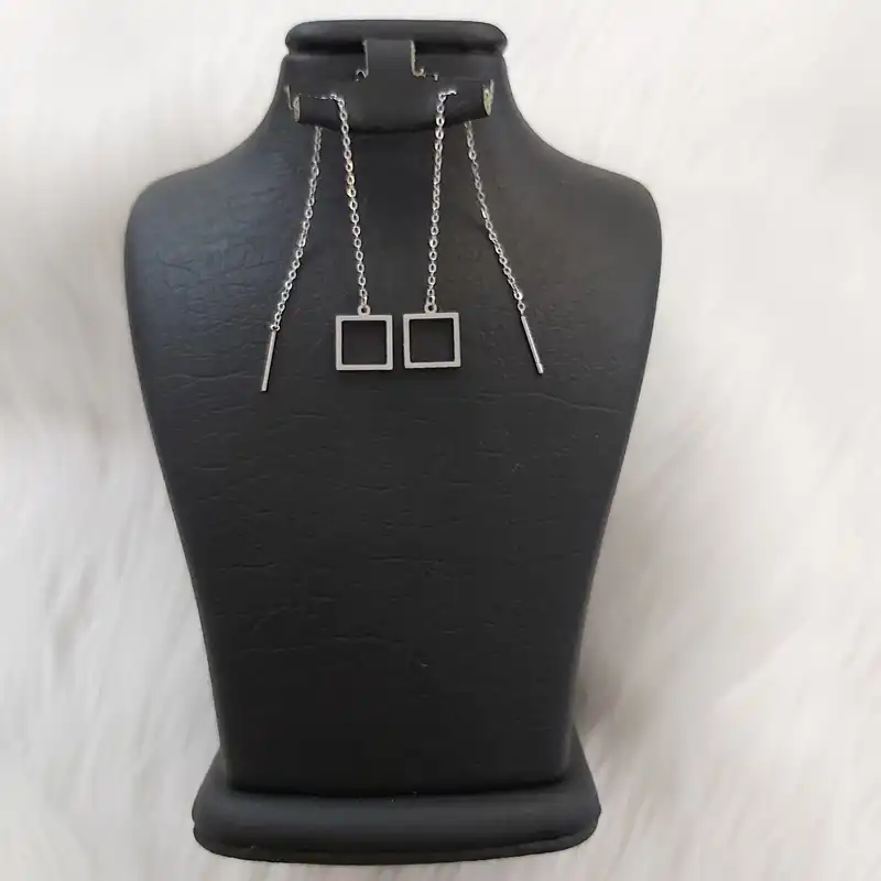 گوشواره زنانه مدل بخیه طرح مربع کد shape118