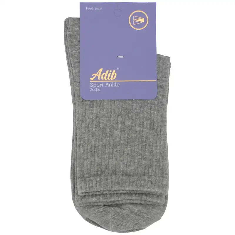 جوراب ورزشی زنانه ادیب مدل کش انگلیسی کد SPTW رنگ طوسی بسته 6 عددی