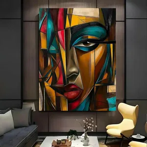 پوستر پارچه ای طرح مخمل نقاشی چهره مدل هندسی کد BK23888