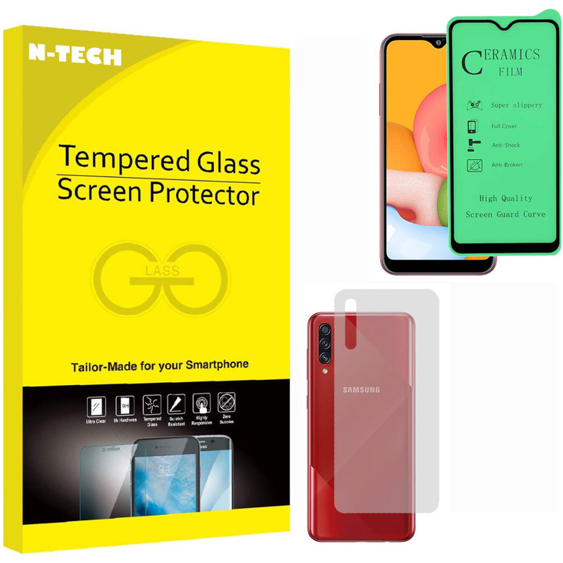  محافظ صفحه نمایش سرامیکی انتک مدل CRBKM-01 مناسب برای گوشی موبایل سامسونگ Galaxy A70s به همراه محافظ پشت گوشی 