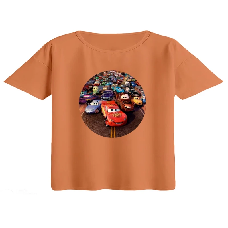 کراپ تی‌شرت آستین کوتاه زنانه مدل ماشین ها کد1