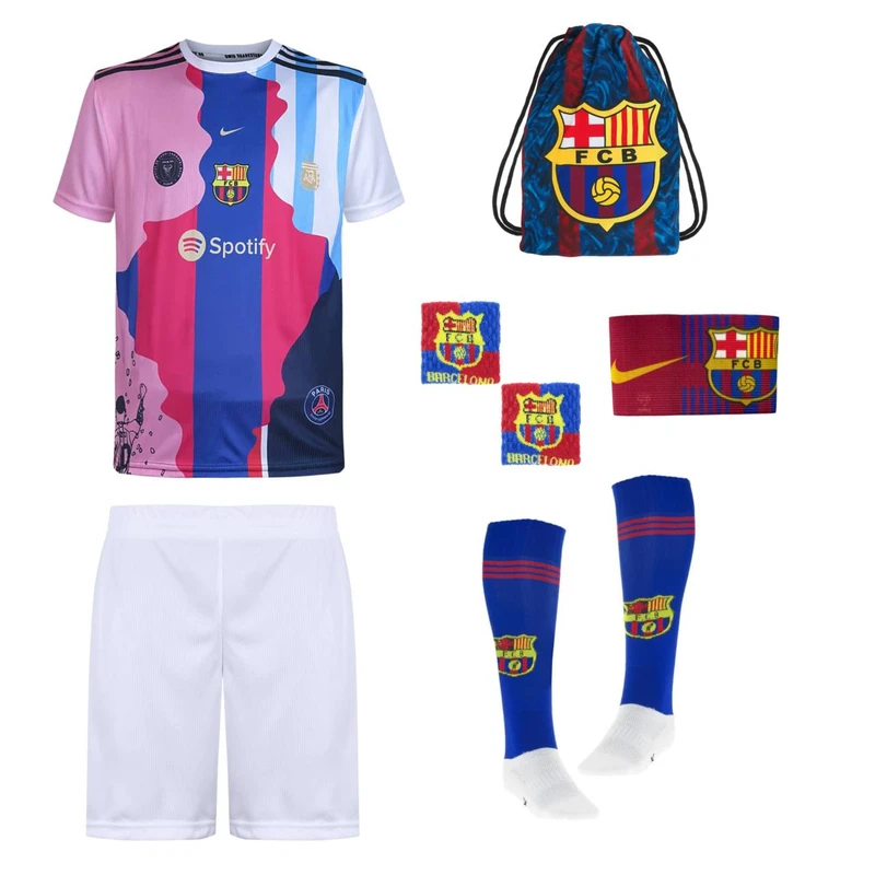 ست 7 تکه لباس ورزشی پسرانه مدل منتخب مسی کد 2026 رنگ سفید