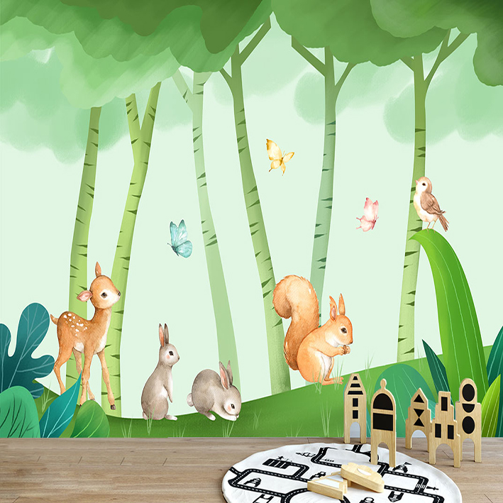پوستر دیواری سه بعدی مدل نقاشی جنگل خرگوش DVRF1673