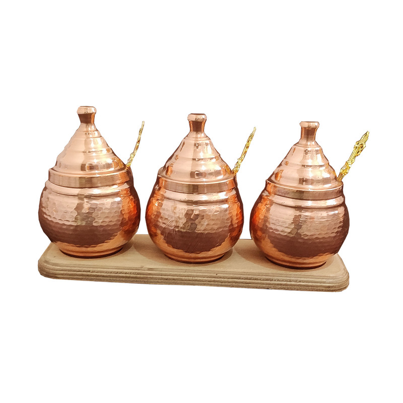 ست جا ادویه 3 تکه مسی مدل استند دار 