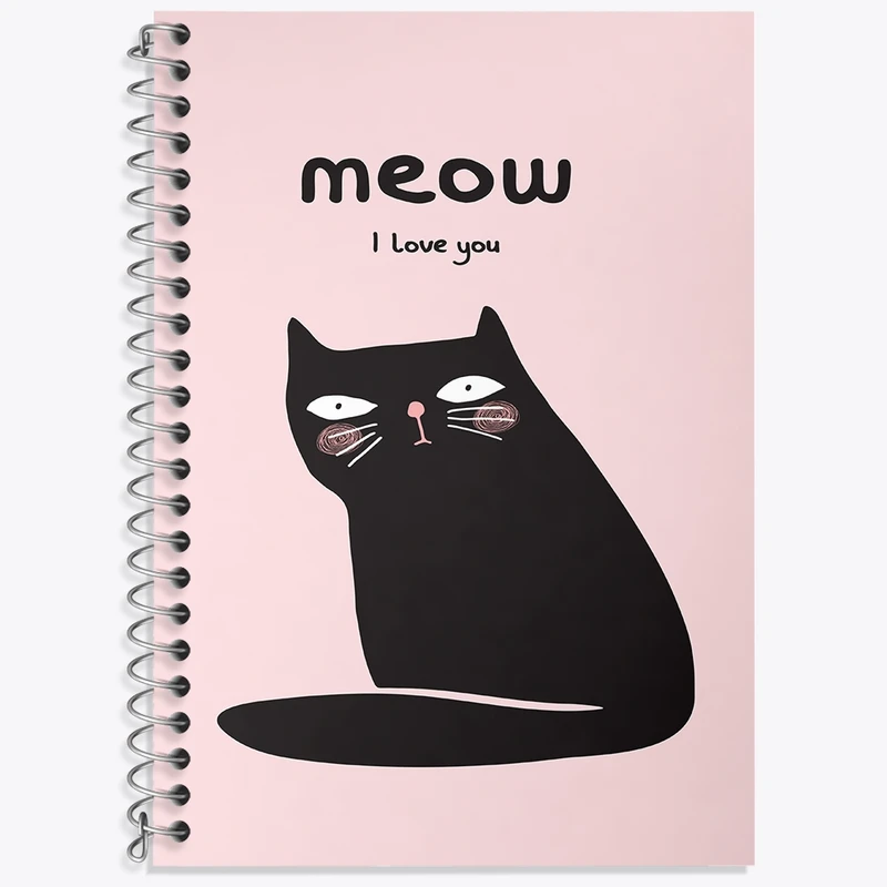 دفتر زبان 50 برگ خندالو مدل دو خط طرح گربه (Cat) کد N840