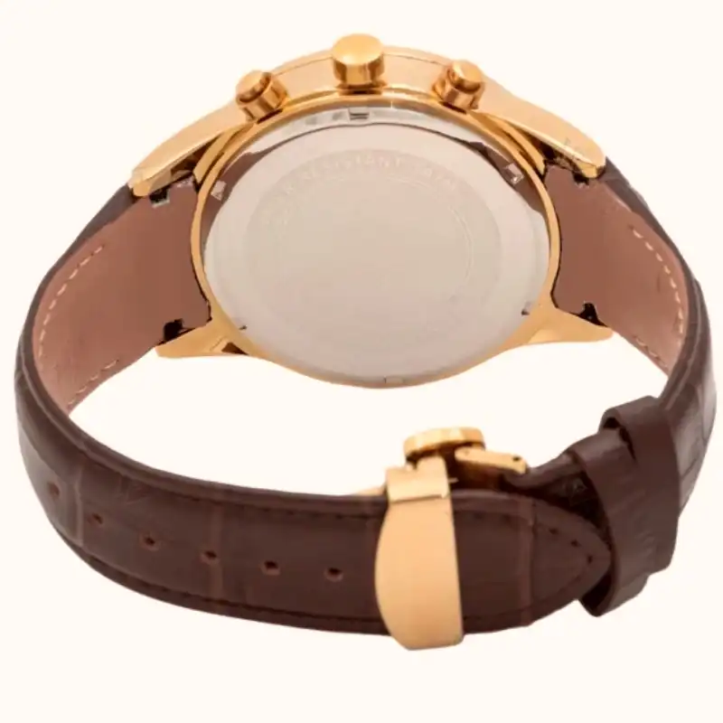 ست ساعت مچی عقربه ای زنانه و مردانه رومانسون مدل تک موتوره صفحه طرحدار بند چرم کد 2