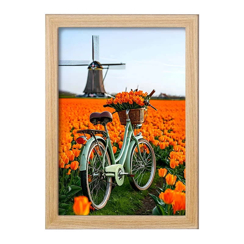 تابلو خندالو مدل دوچرخه و مزرعه گل کد F11518