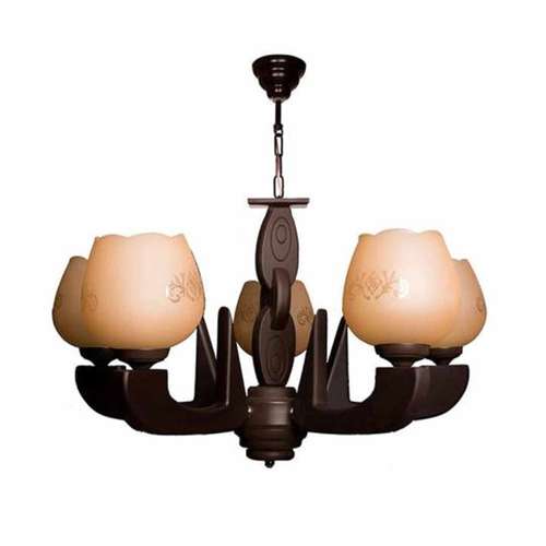 	 لوستر چوبی 5 شعله چوبینه کد C506/5