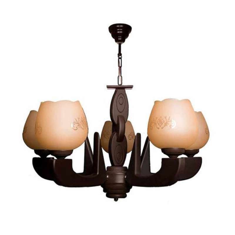 	 لوستر چوبی 5 شعله چوبینه کد C506/5