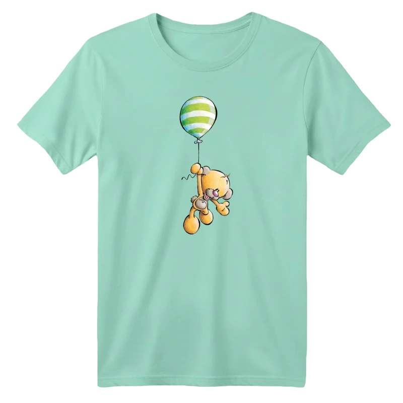 تی شرت آستین کوتاه بچگانه مدل خرس و بادکنک راه راه