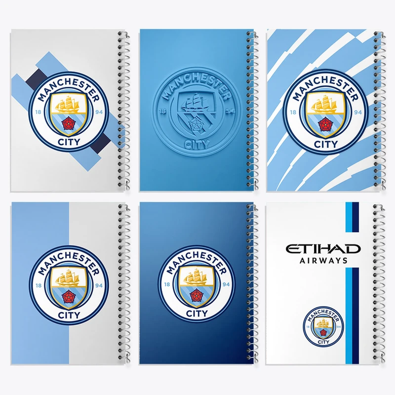 دفتر مشق 50 برگ خندالو طرح منچسترسیتی کد 350 مجموعه 6 عددی