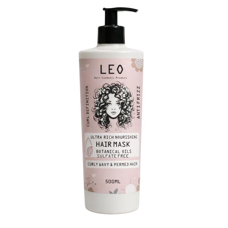 ماسک مو نرم کننده لئو مدل 02 مناسب موهای فر و مجعد حجم 500 میلی لیتر