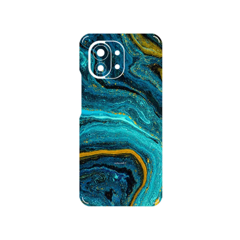 برچسب پوششی ماهوت مدل Turquoise marblewith golden streaks مناسب برای گوشی موبایل شیائومی Mi 11 5G