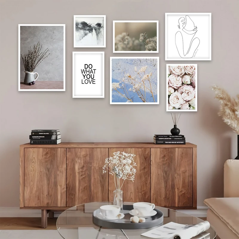 تابلو بکلیت طرح نقاشی مدرن مدل شاین اکلیلی W-898 مجموعه 7 عددی