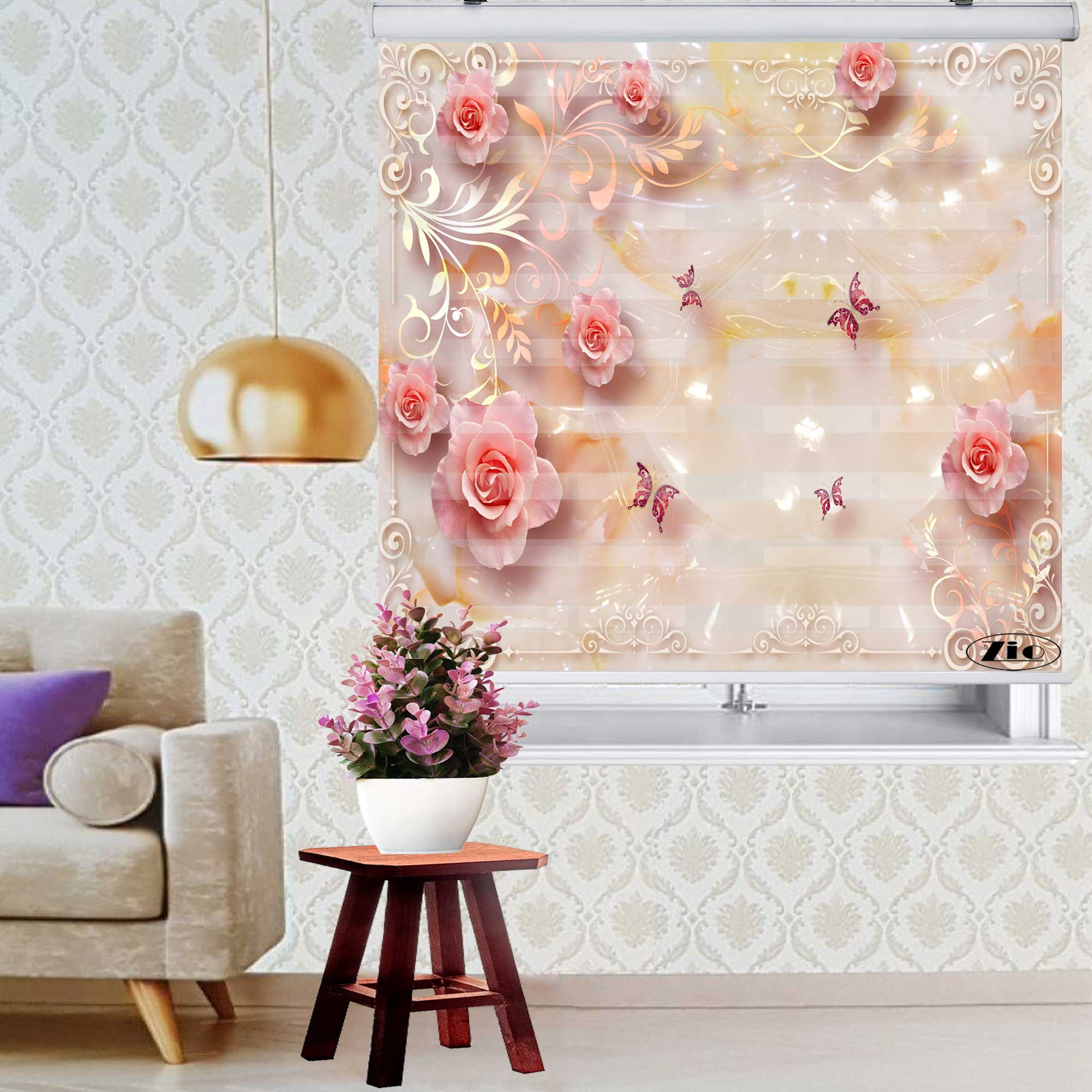 پرده زبرا زیو کد 3D1410 سایز 150x150 سانتی متر