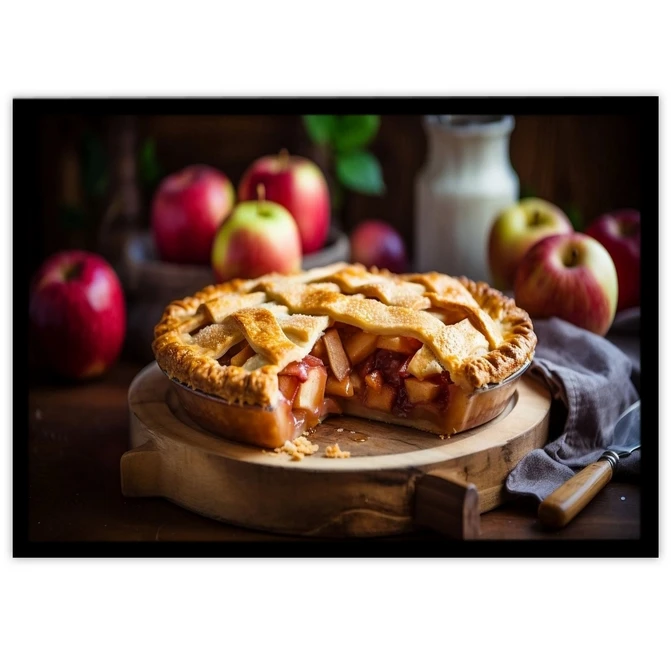 تابلو نوری بکلیت طرح دسر کیک پای سیب مدل B-MID-17605