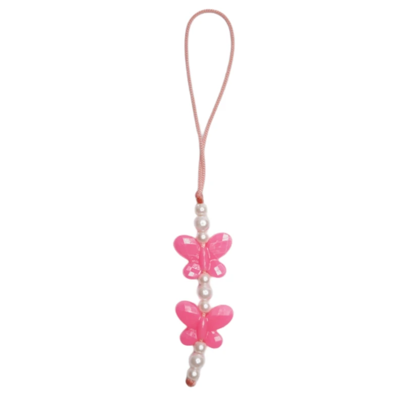 آویز موبایل مدل پروانه و مروارید فانتزی