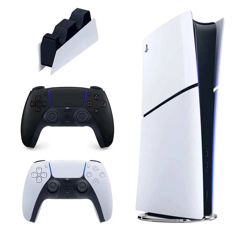 کنسول بازی سونی مدل PlayStation 5 Slim Digital Edition ظرفیت 825 گیگابایت ریجن CFI-2116 اروپا به همراه دسته اضافی و پایه شارژر