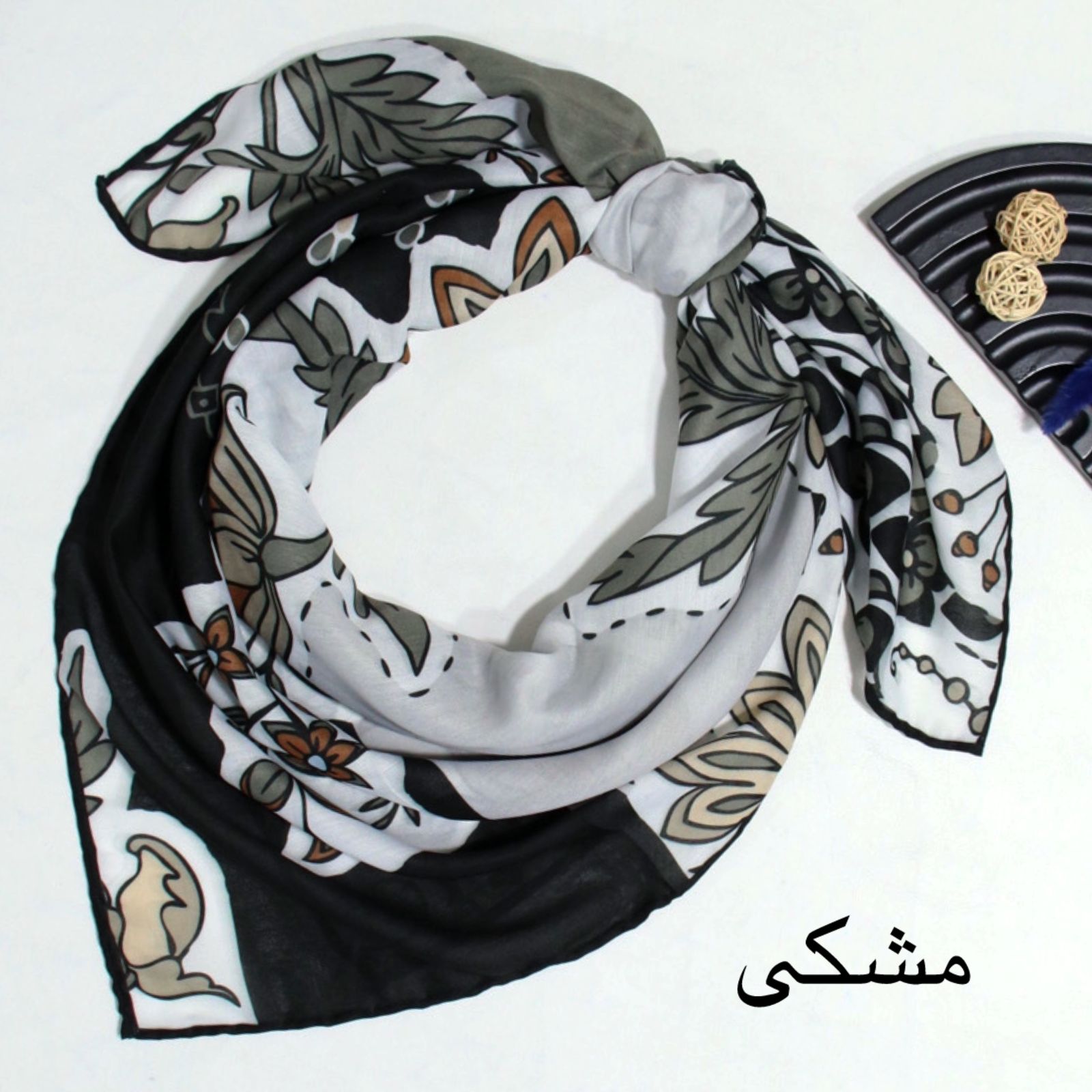 روسری زنانه آنالیا مدل نخی دور دوخت ترمه کد 9771 -  - 35