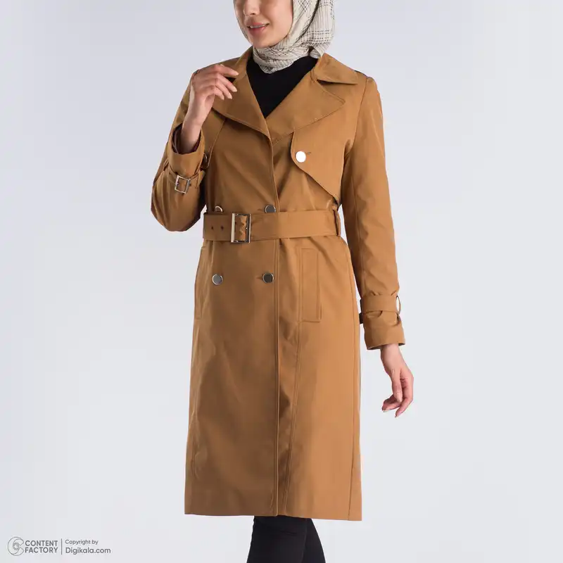 بارانی زنانه عصر جدید مدل 3515-2 رنگ نسکافه ای