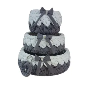 سبد قلاب بافی تریکو مدل مروارید کد 110 مجموعه 3 عددی