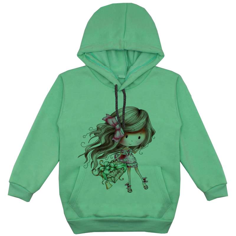 هودی دخترانه مدل دخترک کد F84 رنگ سبز