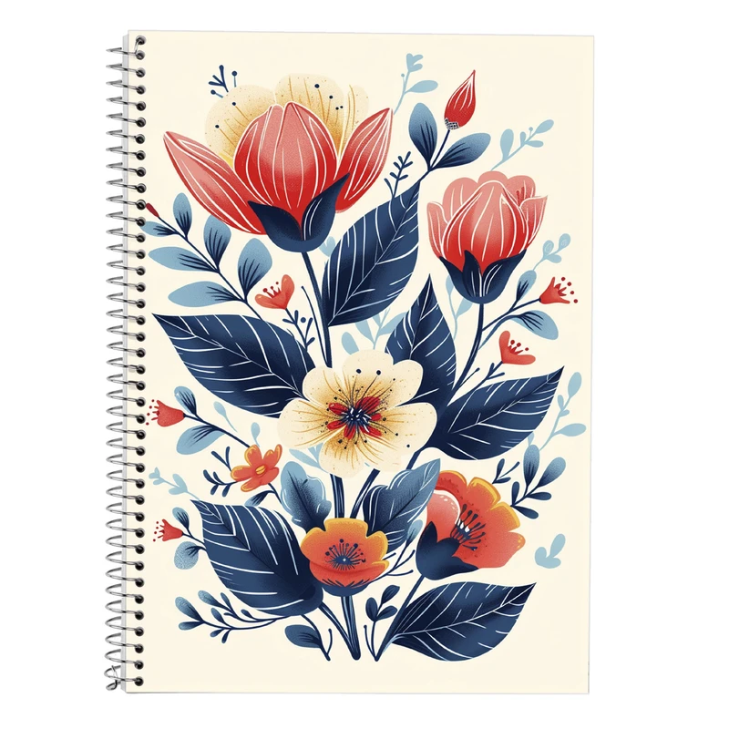 دفتر زبان 50 برگ مدوپد مدل دو خط طرح گل کد DF13932