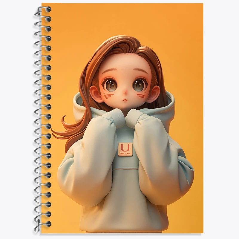 دفتر زبان 50 برگ خندالو مدل دو خط طرح دخترانه کیوت کد N5045