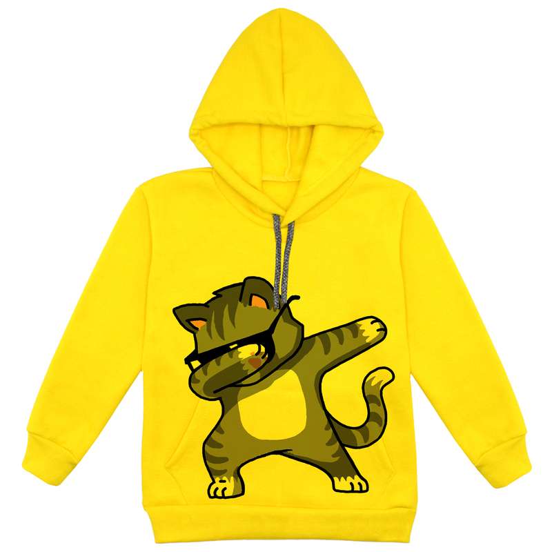 هودی پسرانه مدل گربه F30 رنگ زرد