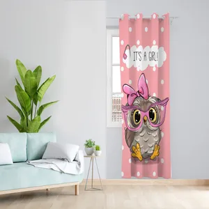  پرده مدل طرح جغد دخترانه  مخمل پانچی کد 1009 سایز 140x200 سانتی متر