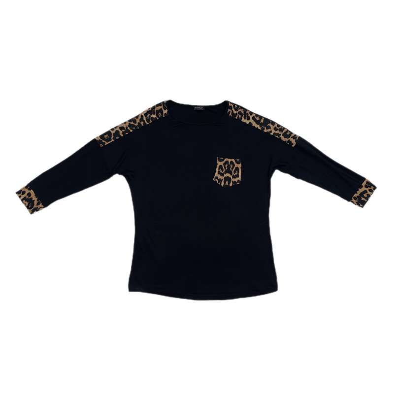 بلوز آستین سه ربع زنانه مدل پلنگی