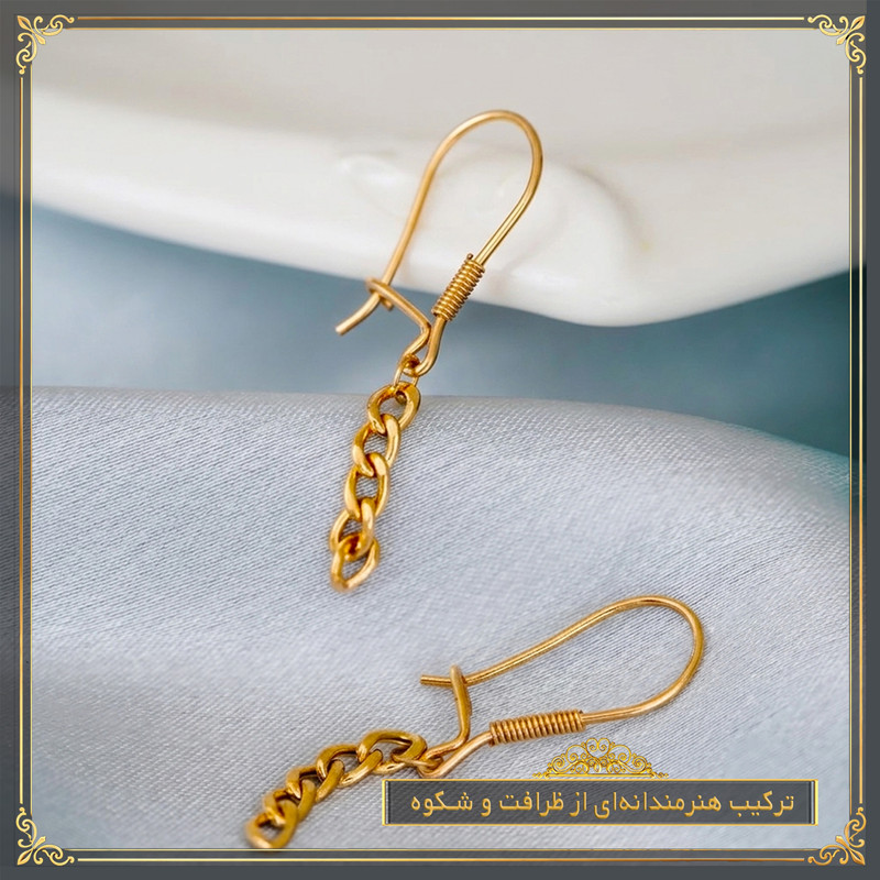 گوشواره آویز طلا 18 عیار زنانه طلای معتمدی مدل پیوند - 7