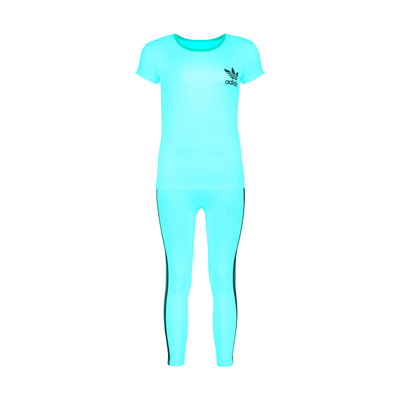 ست تی شرت و شلوار ورزشی زنانه کد ADID رنگ آبی