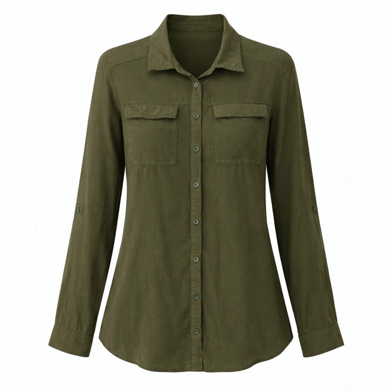 شومیز آستین بلند یقه برگردان زنانه مدل 3875