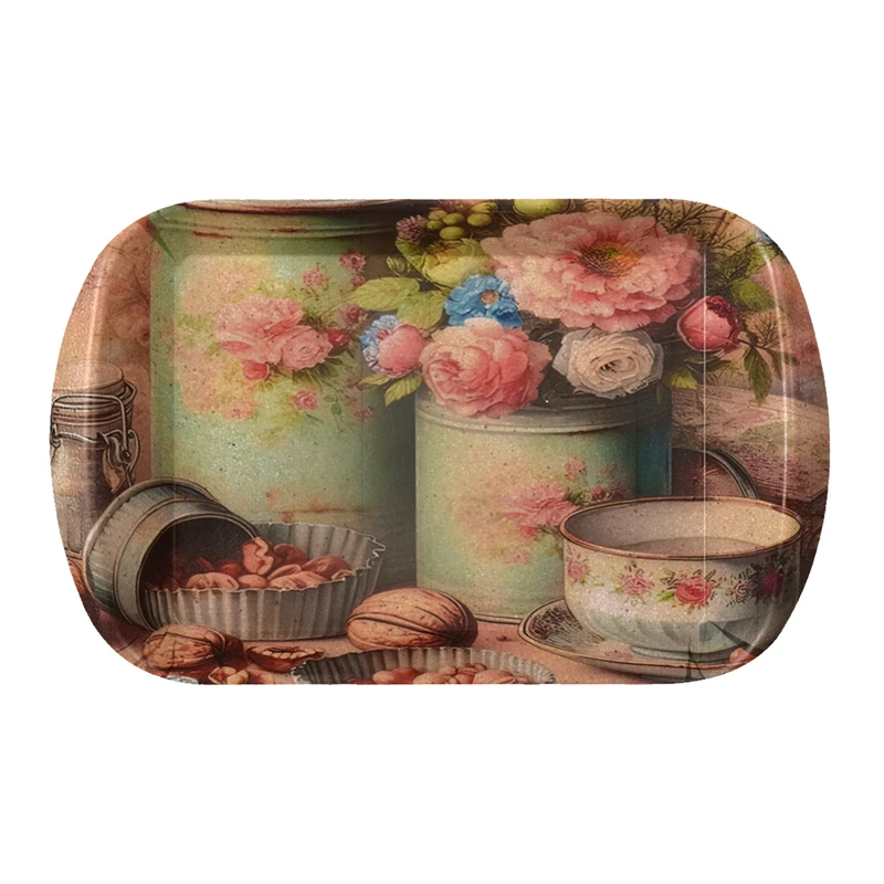 سینی دسته دار مهروز مدل 1001 flower سایز 15×25 سانتی‌متر