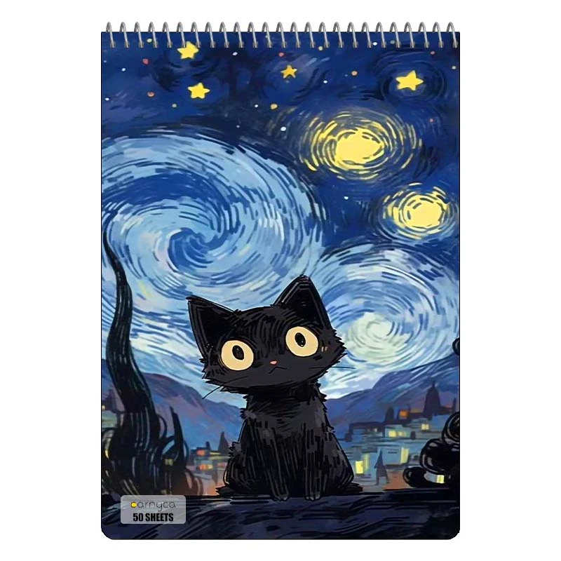 دفتر نقاشی 50 برگ سیمی کارنیکا طرح شب پرستاره فانتزی ون گوگ Fantasy Starry Night Van Gogh کد 78804