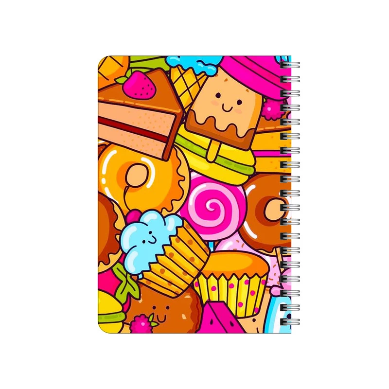 دفترچه یادداشت بامبیلیپ مدل چوبی طرح پترن کیک و بستنی و کلوچه کد 4556400