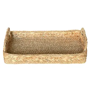 سینی حصیری مدل دسته دار طرح طلایی