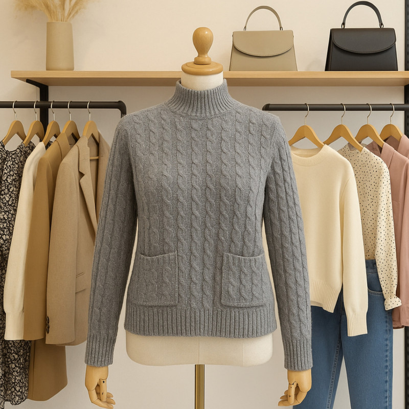 پلیور یقه ایستاده زنانه کد 2352