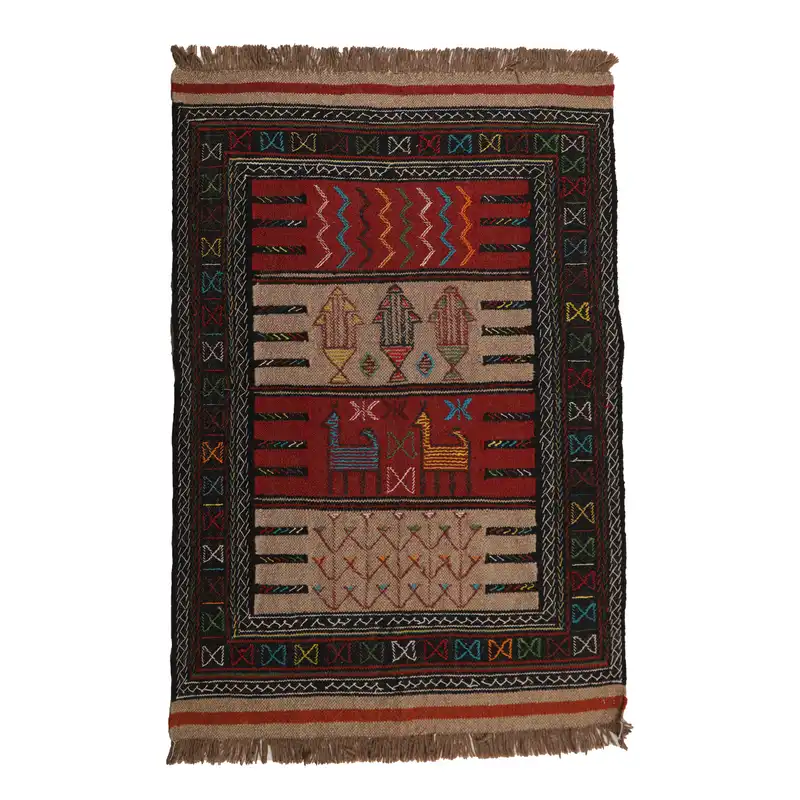 گلیم دستبافت مدل سفره کردی کد 4010981