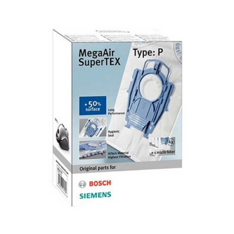 پاکت جاروبرقی زیمنس مدل MegaAir SuperTEX بسته 4 عددی مناسب برای جاروبرقی های سری P بوش و زیمنس پاکت جاروبرقی زیمنس مدل MegaAir SuperTEX بسته 4 عددی مناسب برای جاروبرقی های سری P بوش و زیمنس