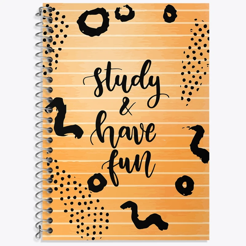 دفتر زبان 50 برگ خندالو مدل دو خط طرح Study And Have Fun کد N77