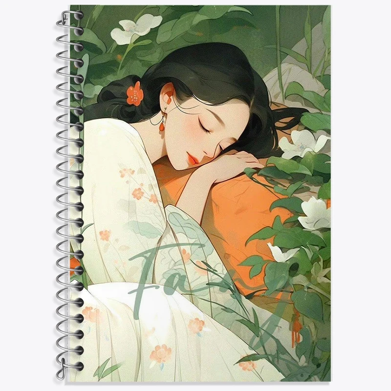 دفتر زبان 50 برگ خندالو مدل دو خط طرح دختر ژاپنی کد F1820