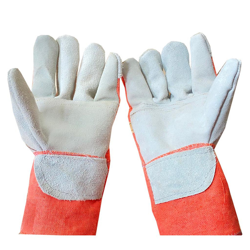 دستکش ایمنی مدل کف چرم دوبل مجموعه 12 عددی