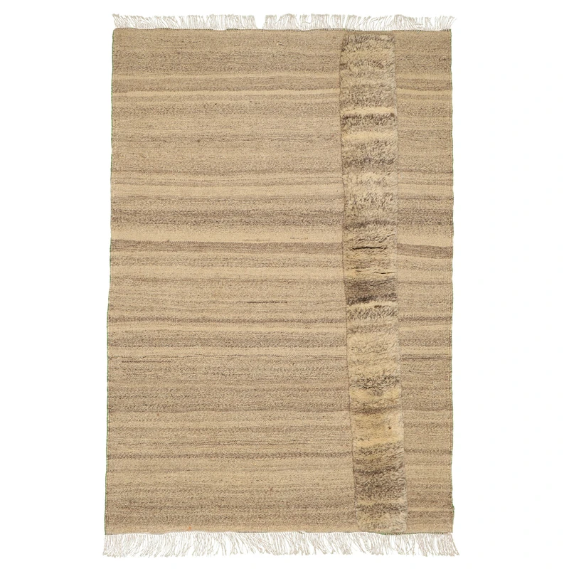 گلیم فرش دستبافت یک و نیم متری طرح مدرن زمینه کرم کد 4031244