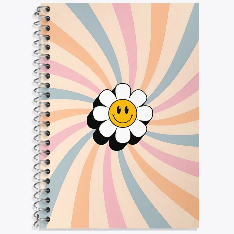 دفتر زبان 50 برگ خندالو مدل سه خط طرح ایموجی گل کد N3173