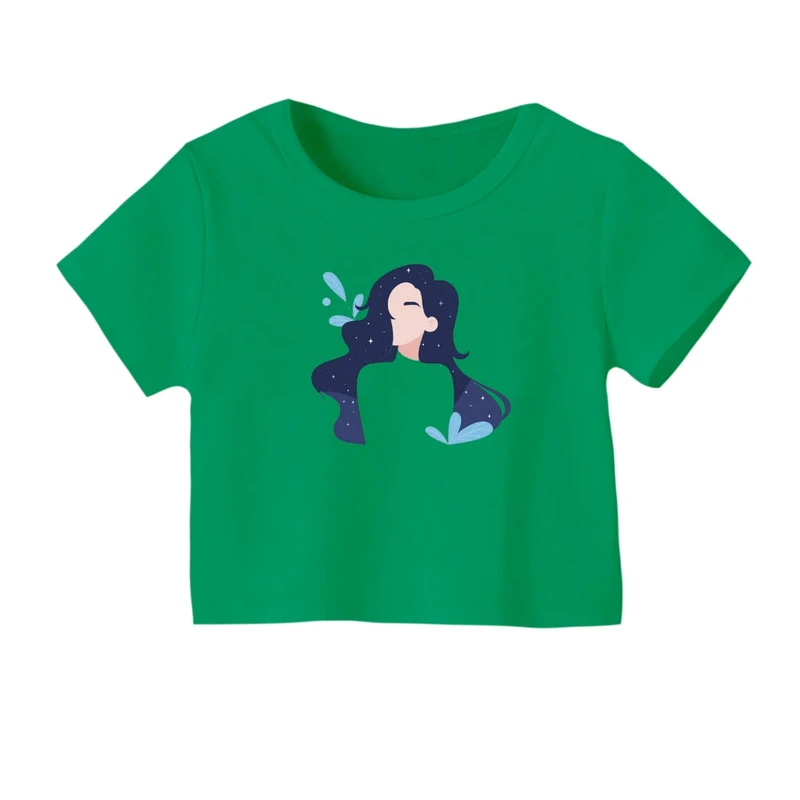 کراپ‌ تی‌شرت آستین کوتاه زنانه مدل دخترمینیمال